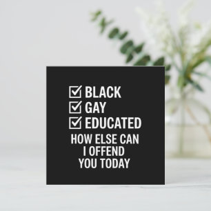 Rolig svart gay-pr Pride-stöd HBTQ-rättigheter Inbjudningar