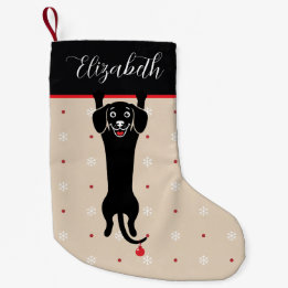 Rolig svart hund Personligt namn jul Liten Julstrumpa