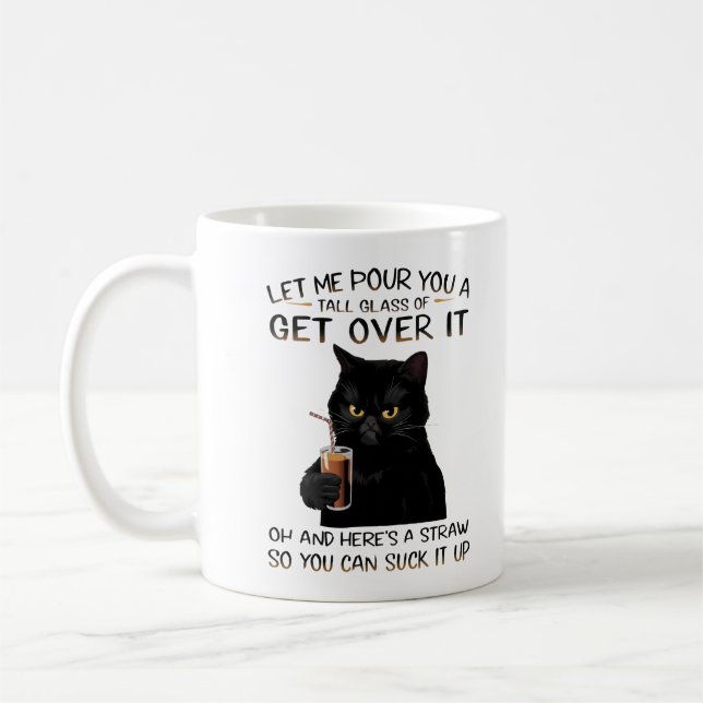 Rolig svart katt attityd design Klassisk mugg, 11  Kaffemugg (Vänster)