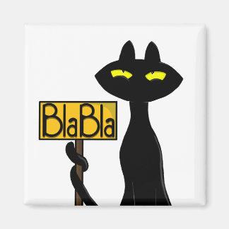 Rolig svart katt " Bad Boogie - BlaBla- " Magnet