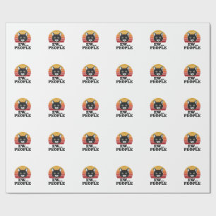 Rolig svart katt Ew människor Retro solnedgång T-s Presentpapper