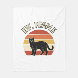 Rolig svart katt Ew människor Vintage Retro design Fleecefilt
