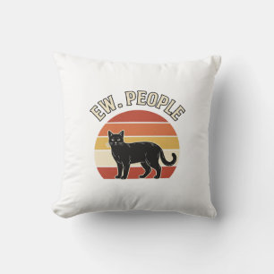 Rolig svart katt Ew människor Vintage Retro design Kudde
