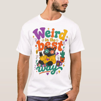 Rolig svart katt hippie-citat konstig på bästa sät t shirt