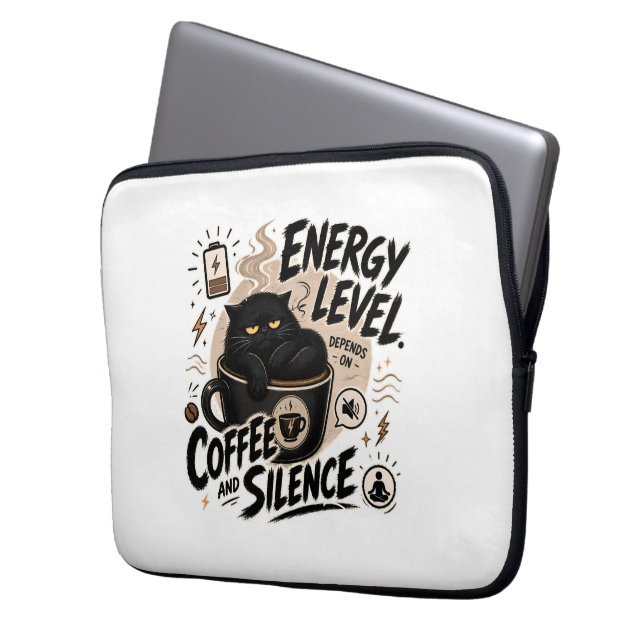 Rolig svart katt introvert laptopfodral laptop fodral (Framsidan Vänster)