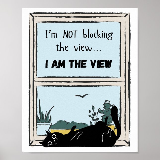 Rolig svart katt, jag är vyn  poster (Framsidan)