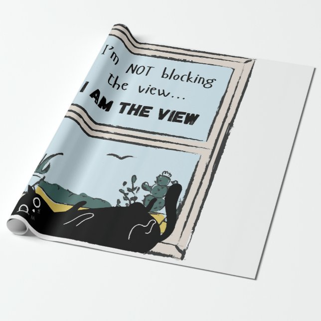 Rolig svart katt, jag är vyn  presentpapper (Utrullad)