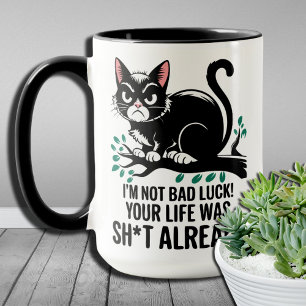 Rolig svart katt jag ger inte dålig tur i ditt liv mugg