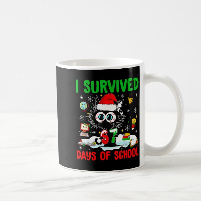 Rolig svart katt jul jag överlevde 67 dagar av Sc Kaffemugg (Höger)