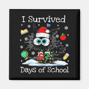 Rolig svart katt jul jag överlevde 67 dagar av sc magnet