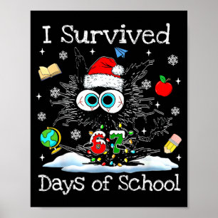 Rolig svart katt jul jag överlevde 67 dagar av Sc Poster