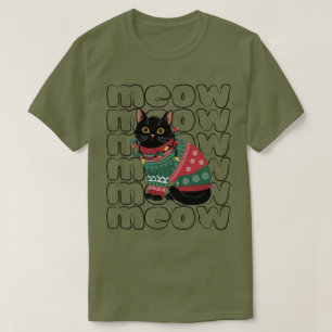 Rolig svart katt jul  t shirt