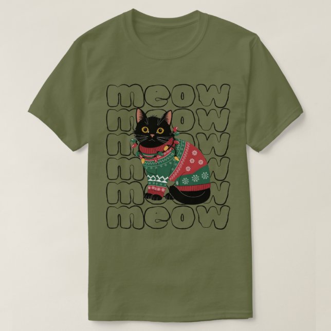 Rolig svart katt jul  t shirt (Design framsida)