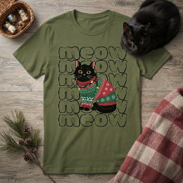 Rolig svart katt jul t shirt