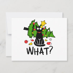 Rolig svart katt julgran Merry Santa humor C Julkort