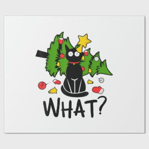 Rolig svart katt julgran Merry Santa humor C Presentpapper