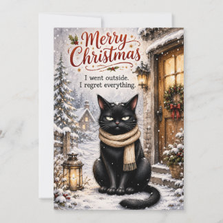 Rolig svart katt julkort – Sarksatisk vinter