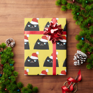 Rolig svart katt jultomte jul presentpapper