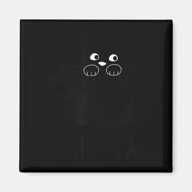 Rolig svart katt Kit-Tea grafik Magnet (Framsidan)