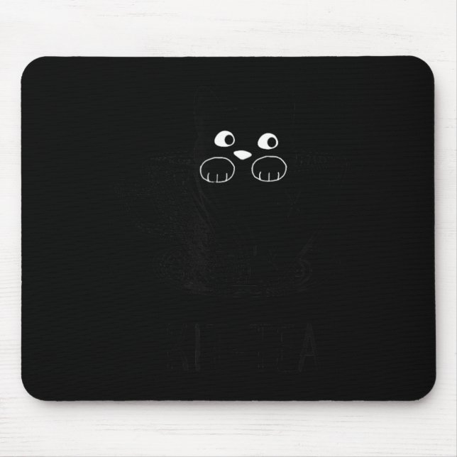 Rolig svart katt Kit-Tea grafik Musmatta (Framsidan)