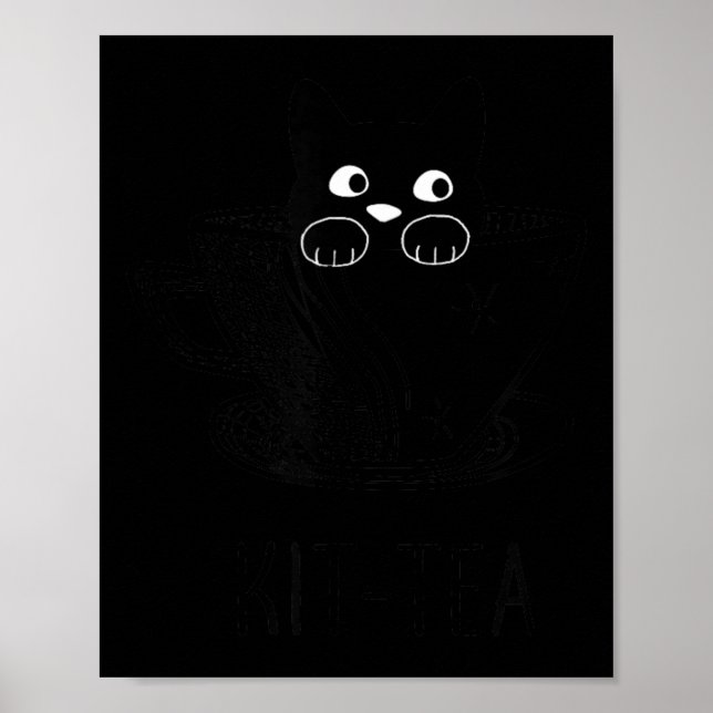 Rolig svart katt Kit-Tea grafik Poster (Framsidan)