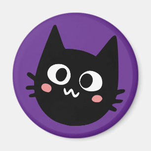 Rolig svart katt lila magnet