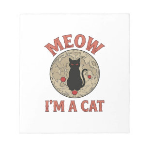Rolig svart katt måne vintage halloween design_1 anteckningsblock
