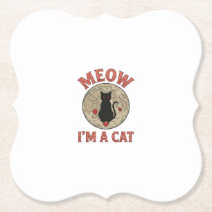 Rolig svart katt måne vintage halloween design_1 underlägg papper