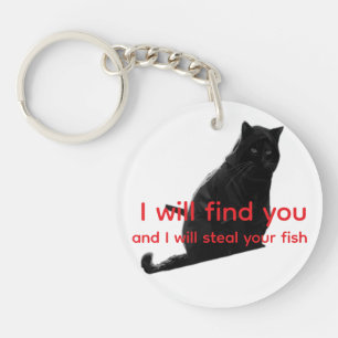 Rolig svart katt-meme Jag hittar dig stjäl fisk