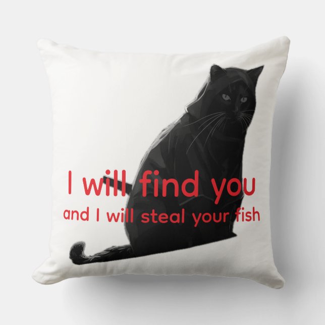 Rolig svart katt-meme - Jag kommer hitta dig, stjä Kudde (Framsida)