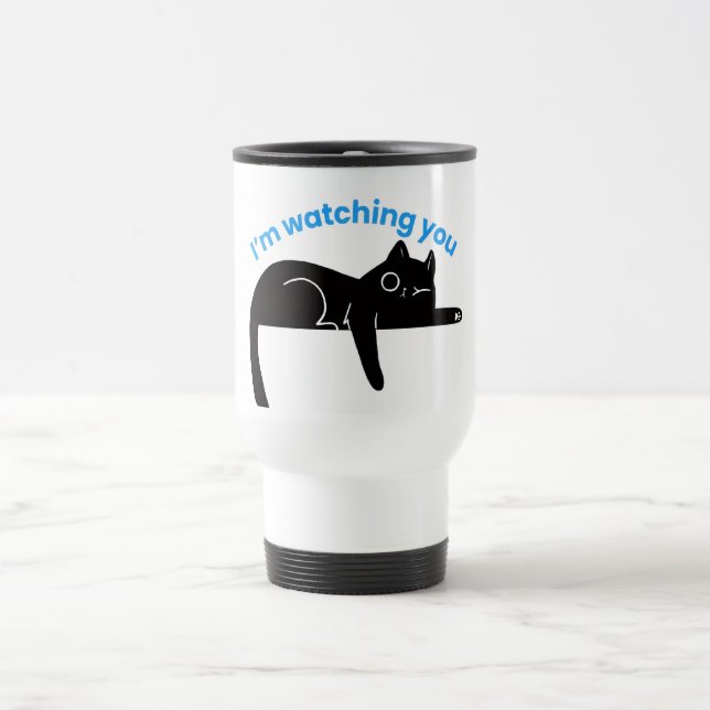 Rolig svart katt  Minimal illustration Resemugg (Center)