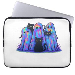 Rolig svart katt och spök Halloween-essentiell t-s Laptop Fodral