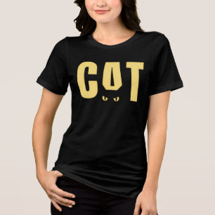 Rolig svart katt ögon grafisk t-shirt Minimal ka