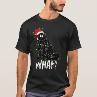 Rolig svart katt present som knuffar omkull julgra t shirt