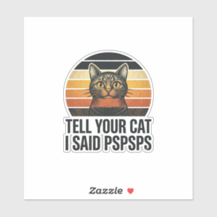 Rolig svart katt Pspsps Vintage solnedgång design_ Klistermärken