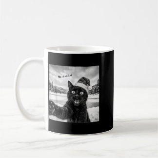 Rolig svart katt selfie med Santa jul män Kaffemugg