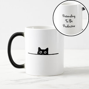 Rolig svart katt Snyggt kikat Kattälskare present Magisk Mugg