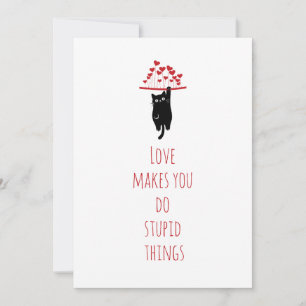 Rolig svart katt som hänger runt Anti-Valentines D Julkort