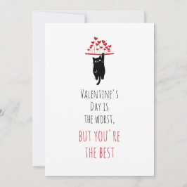 Rolig svart katt som hänger runt Anti-Valentine's  Julkort