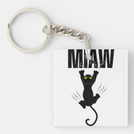 Rolig svart katt som kliar "MIAW" Grafisk fyrkant