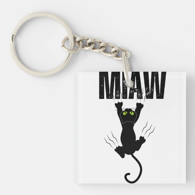 Rolig svart katt som kliar "MIAW" Grafisk fyrkant (Framsidan)