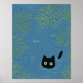 Rolig svart katt-telefonfodral poster