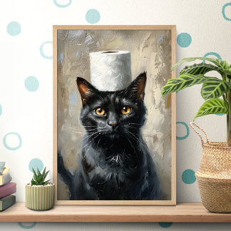 Rolig svart katt toalettpapper affisch