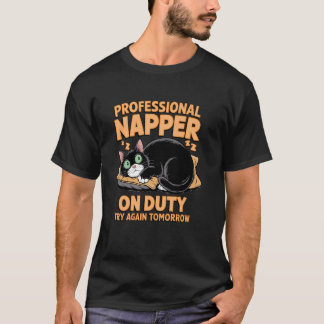 Rolig svart katt tuppl humor lat sömn förhalning t shirt