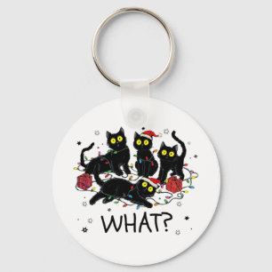 Rolig svart katt Vad julgran Meme Xmas män Nyckelring