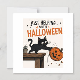 Rolig svart katt välter pumpa Halloween Magnetisk Inbjudningskort