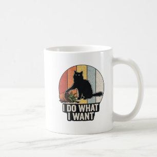 Rolig svart katt & växt vintage Jag gör vad jag vi Kaffemugg
