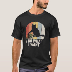 Rolig svart katt & växt vintage Jag gör vad jag vi T Shirt