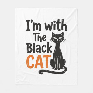 Rolig svart katt vintage gravyr Halloween design Fleecefilt