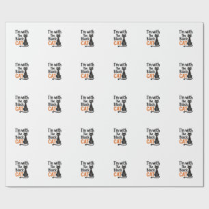 Rolig svart katt vintage gravyr Halloween-design Presentpapper